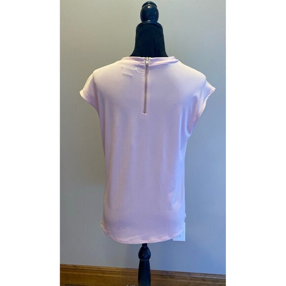 Liz Claiborne Blouse Sz Medium Sleeveless Top Dusty Rose Pleated Neckline Classy - Picture 4 of 10